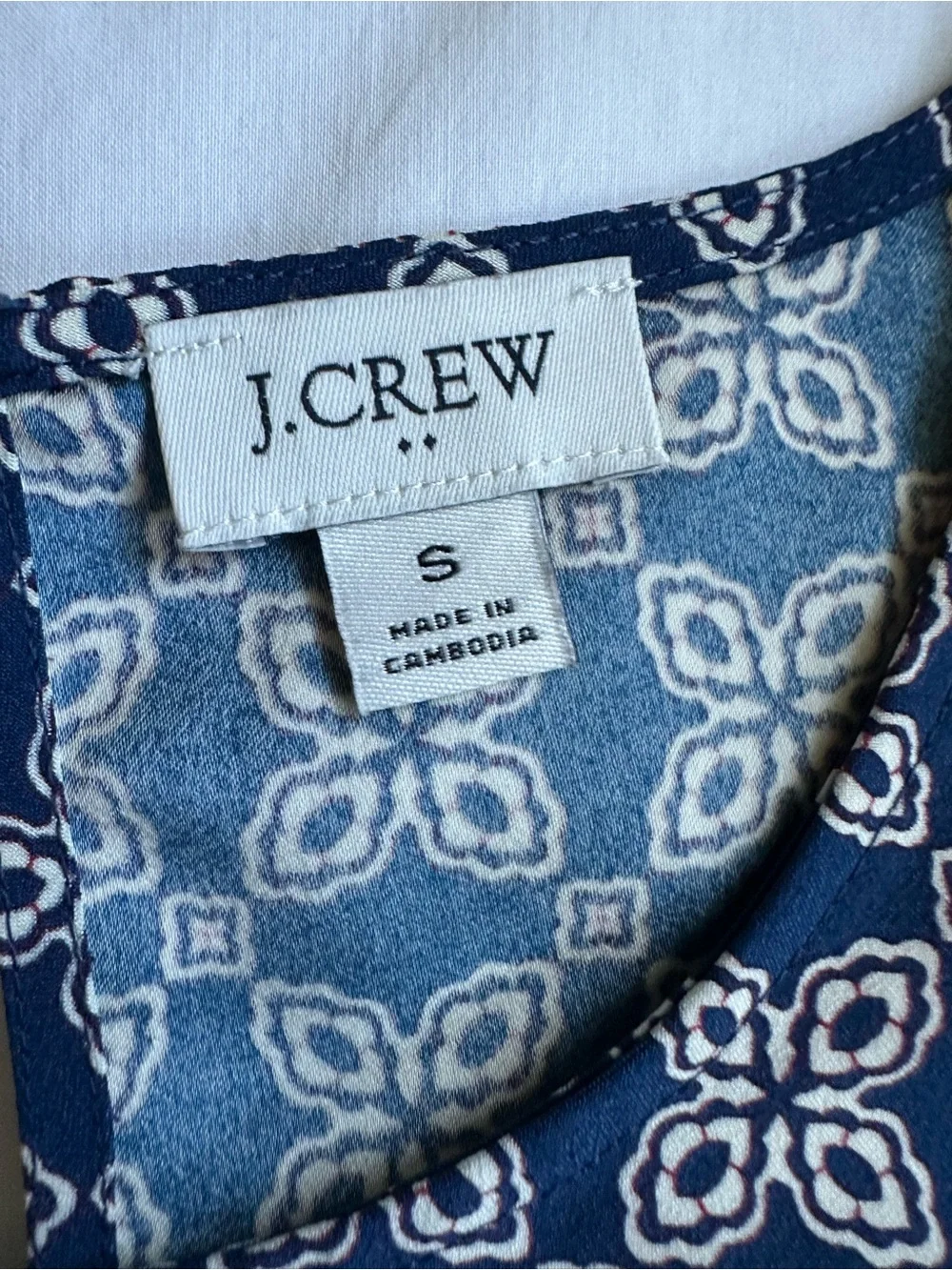 J. Crew Navy Geometric Printed Short-Sleeve Top
